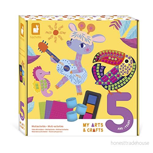 JANOD My Arts & Crafts 5 år kreativ multiaktivitetsbox 8 illustrationer kreativt fritidsset för barn finmotorik och koncentration J07748 3700217377489