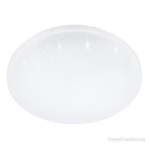 EGLO LED taklampa Frania-S, takbelysning med stjärnhimmel och kristallverkan, vägglampa av stål plast i vitt, belysning för badrum kök, neutral vit, IP44, Ø 31 cm 9008606234455