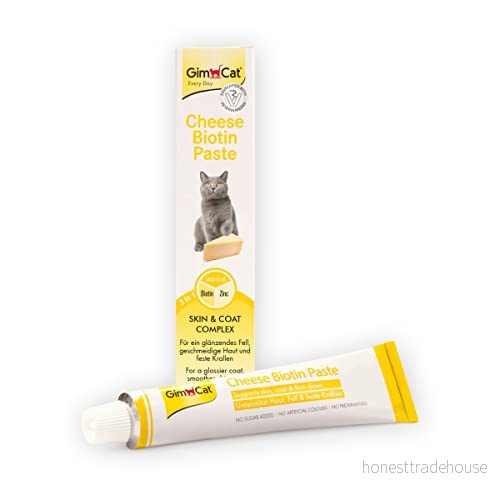 GimCat Cheese Biotin pastej Med aromatisk ost, zink och linolja för päls, hud klor 1 tub (1 x 50 g) 4002064401065