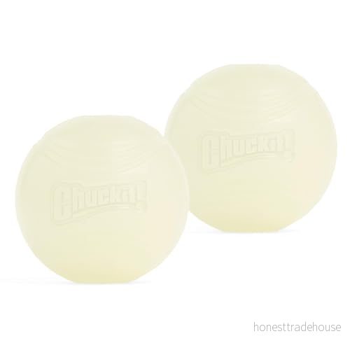 Chuckit! Max Glow hundboll hög synlighet lyser i mörkret studsar gummi natt tid hämta leksak medium (6,5 cm) 2 pack 29695330674