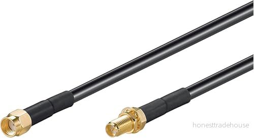 goobay 51678 GB WLAN antennförlängning, kabel RP SMA kontakt till hona, 5 meter, svart/guldpläterad 4040849516788