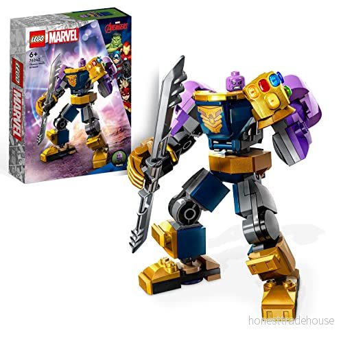 LEGO 76242 Marvel Thanos i robotrustning Byggsats med Actionfigur, Byggbar Leksaksrobot, Innehåller Infinity Handske och Inifity Stenar, Presentidé för Barn över 6 år 5702017419626