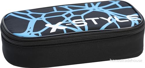 Eberhard Faber 577481 Jumbo Pennbox X stil, svart/neonblå, med dragkedja och stort huvudfack 4087205774819
