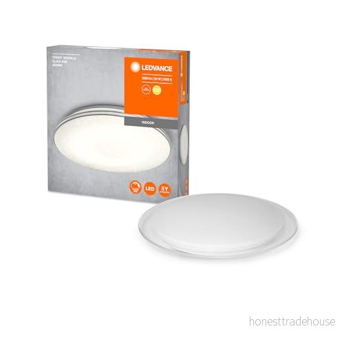 LEDVANCE LED taklampa metallvit, 24W, 2000LM, 3000K, reglerbar med Click DIM, 45cm, vägglampa och ORBIS Sparkle 4058075633155