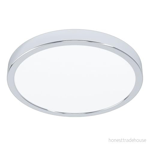 EGLO LED taklampa Fueva 5, Ø 28,5 cm, 1 flamma monteringslampa, badrum modern tillverkad av stål och en plast upplyst yta i krom, vit, monterad lampa varm IP44 9002759992668
