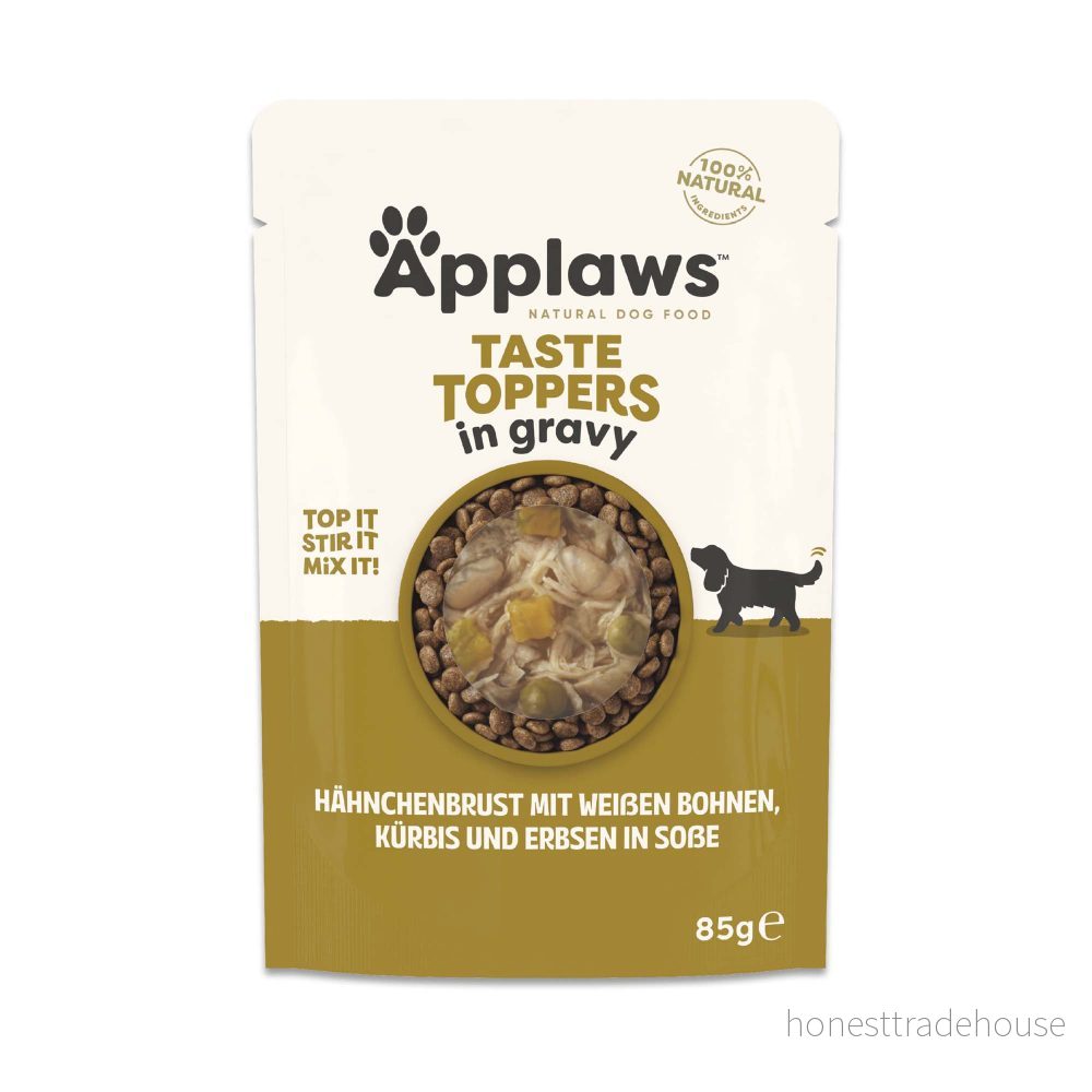 Applaws Taste Toppers 100% naturlig våt hund mat topp, kyckling med grönsaker i sås 85 g påse (12 x påse) 5060481898324