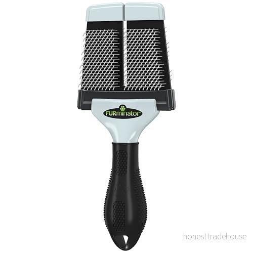 Furminator Plockborste storlek L hård stor borste med hårda borst för hundar och katter lockig, medellång eller lång päls, grå 4048422153184