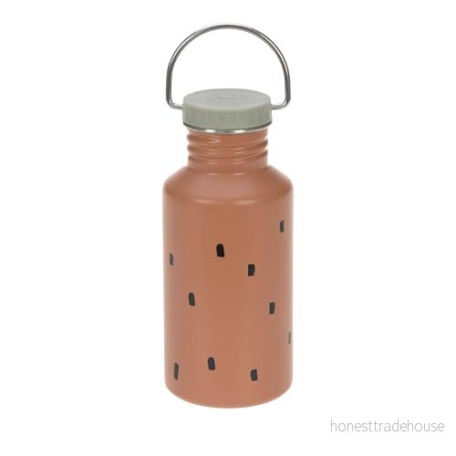 LÄSSIG Flaska i rostfritt stål för barn, drickflaska inkl. sportkopp, 500 ml, läckagesäker/flaska stål, glada tryck karamell 4066239101136