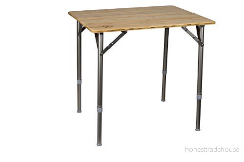 Bo Camp Urban utomhus campingbord fällbord trädgårdsbord fällbart bord höj och sänkbart aluminium bambu trä 50 x 65 cm 8712013046457
