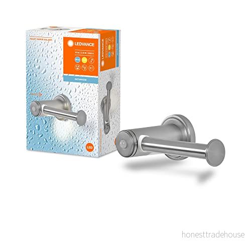 LEDVANCE BADRUM toalettpappershållare med nattlampa, 0,18W, 10lm, varmvitt ljus på 3000K, batteri ingår, dagsljus & rörelsesensor, lång livslängd, IP44 skydd, energibesparande 4058075758643