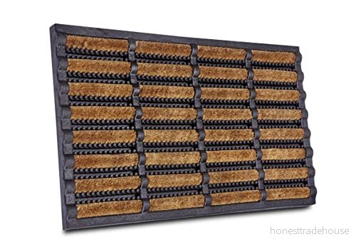 HANSE Hem Brushar Kokos och Gummi 45 x 75 cm Halkfri Smutsfångande Matta för Inomhus- Utebruk, Kokosborstsmatta, Väderbeständig Smutsskrapa Svart 4262377775936