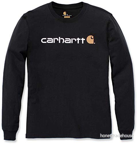 Carhartt herr T tröja Långärmad arbetskläder signatur grafisk shirt kärnlogotyp , svart, L 192776202969