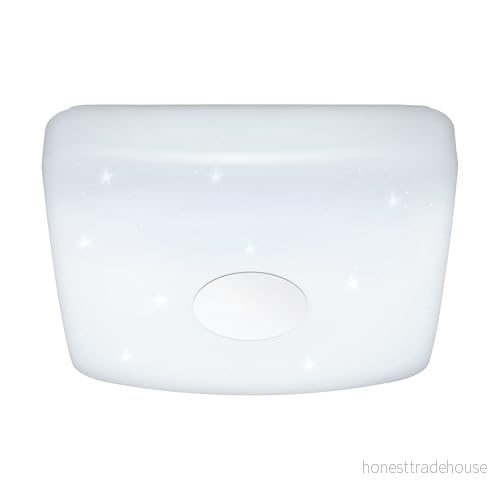 EGLO LED taklampa Voltago 2, 1 glödlampa med kristalleffekt, fjärrkontroll, ljusfärg (varm vit kall vit), dimbar, vardagsrumslampa av metall och plast i vitt, L x B 27,5 cm 9002759959746