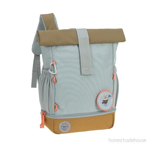 LÄSSIG barnryggsäck rulltopp med bröstbälte vattenavvisande, 11 liter/mini ryggsäck, Nature ljusblå, Einheitsgröße, 4066239101358