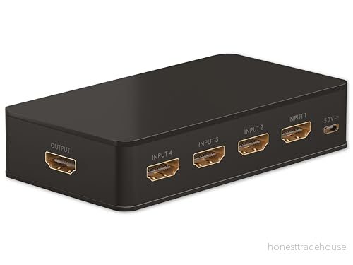 goobay 58489 HDMI omkopplare 4 till 1/HDMI distributör stöder upplösningar upp 4K@60 Hz/anslutning från 4x källenheter 1x utmatningsenhet som, TV, PS5, Xbox 4040849584893