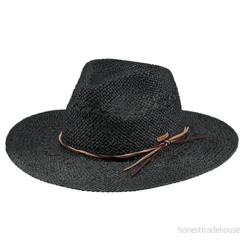 Barts Svart Straw Hatt Arday Paper Black Hat @ Hatstore 8717457664892