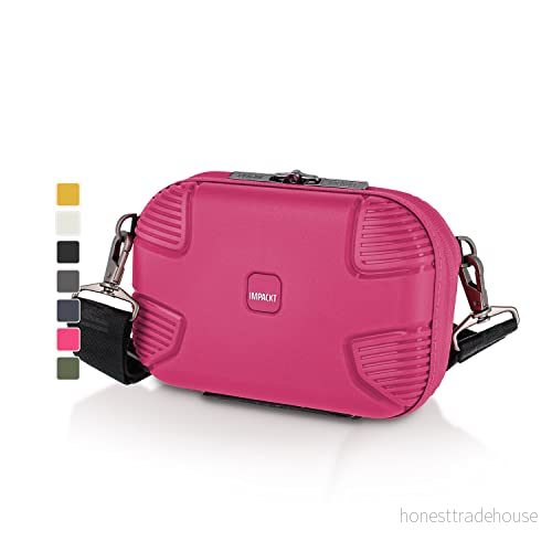 IMPACKT IP1 handbagage Crossbody Bag tillverkad av återvunnen postkonsumentplast; hållbar axelväska med 6 års garanti + avtagbar bärrem, Flora rosa 4027002084780