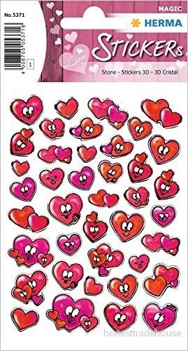 Herma 5371 Love Sticker Herzaugen självhäftande dekal med kärleksmotiv till alla hjärtans dag, bröllop, pyssel, scrapbooking eller som gåva, 42 dekorklistermärke 4008705053716