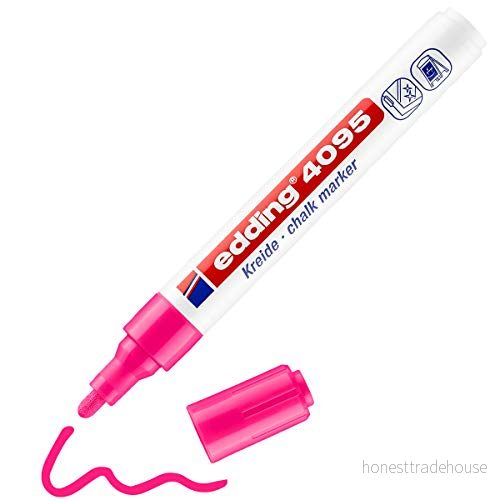 edding 4095 kolmarker neonrosa 1 kolpenna rund spets 23 mm vattenlöslig penna med medium för krittalvor, fönster, glas, speglar flytande kolmärkpennor opak täckning 4004764894222