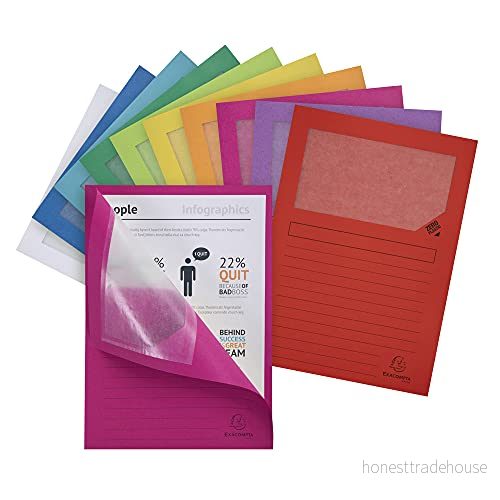 Exacompta Ref. 50200E Forever Plastfria Fönstermappar A4 22x31 cm - 10 st Assorterade Ljusa Färger 3130630502005