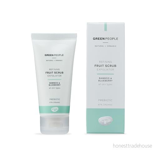 Green People fruktskrubb exfoliator 50 ml Naturlig och ekologisk ansiktsskrubb Mjuk ansiktsexfoliator för torr hud, kombinationshy, fet hud Parabenfri, etylalkoholfri Fri från grymhetsfri 5034511000094