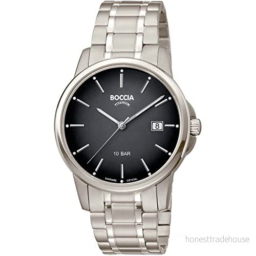 Boccia Analog kvartsklocka för män med titanband Armband 3633 07, silver, 4040066260815