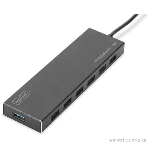 DIGITUS USB hubb 7 A portar Super Speed 3.0 5 Gbit/s Plug&Play Aluminiumhölje inkl. strömförsörjning Svart 4016032447474