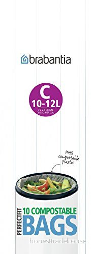 Brabantia Avfallspåsar PerfectFit K, Komposterbara, 10 Påsar/Rulle Grön, Kod C / 12L 8710755419782