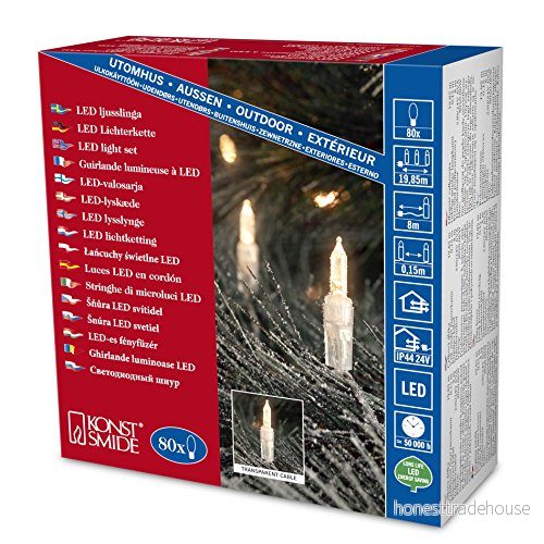 Konstsmide 6020 103 LED minilichterkedja/för utomhus (IP44)/24 V yttertak/80 varma vita dioder/transparent kabel 7318300201038