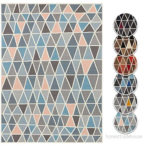 Hanse Home Design matta med kort lugg Trinity trianglar flerfärgad, färg: blå/grå/rosa/kräm, storlek: 160 x 220 cm 4260669870277
