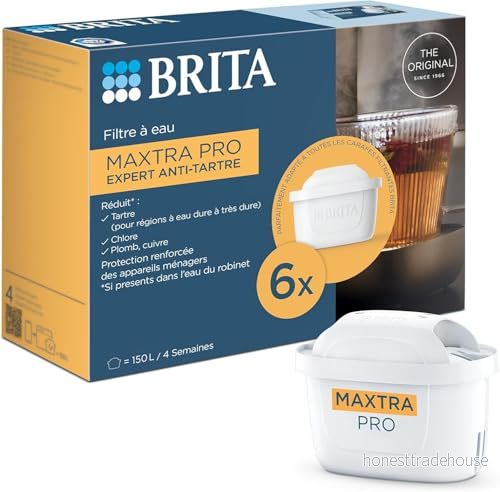 BRITA MAXTRA PRO Expert vattenfilterpatron anti kalk 6 pack original påfyllning för filterkaraffer speciella varma drycker (skydd av och förstärkt hushållsapparater) 4006387123031