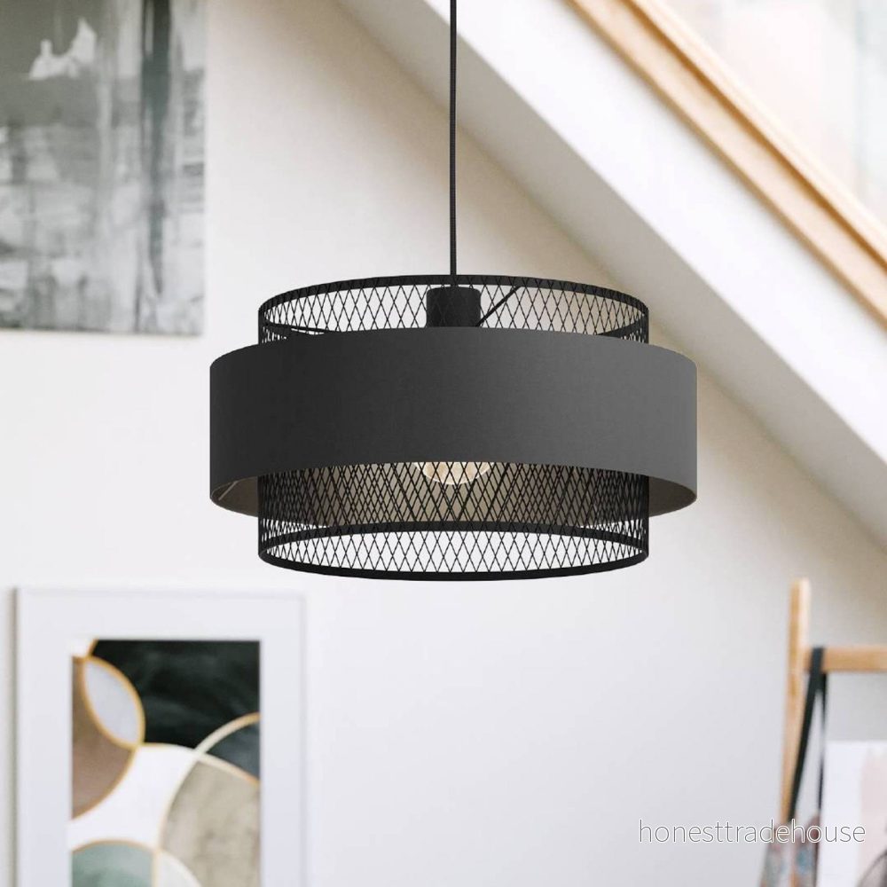 EGLO Bazely Hänglampa – Ø 40 cm – Svart Tyg 9002759436681 EGLO Bazely Hänglampa – Ø 40 cm – Svart Tyg 9002759436681