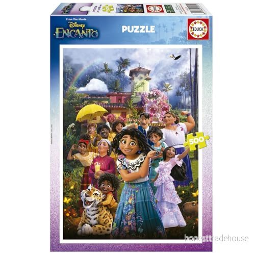 Educa 500 bitars pussel för vuxna och barn Disney Encanto. Perfekt färdiga säkra bitar barn. Monterad storlek: 34 x 48 cm. Inkluderar limfix pussel. Från 11 år (19572) 8412668195721