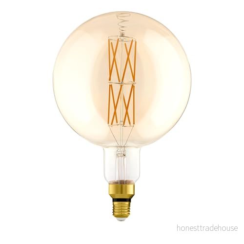 EGLO E27 LED lampa dimbar, extra stor bärnstensfärgad vintage glödlampa Big Size, retro Globe, 8 Watt (motsvarar 60 Watt), 806 Lumen, varmvit ljus, 2100k, G200, Ø 20 cm 9008606228409