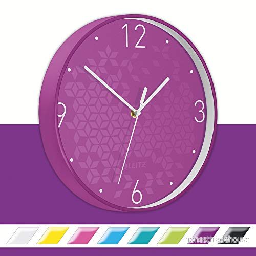 Leitz WOW Väggklocka, kvartsur, 29 cm, lila, 90150062 4002432122974