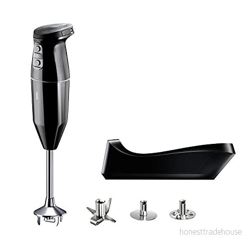 bamix stavmixer set cordless sladdlös, inkl. laddningsstation, multifunktionskniv, visp, vispskiva av rostfritt stål, 250 watt, 2 hastigheter, Made in Switzerland, svart 7610497621423
