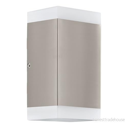 EGLO LED utomhus vägglampa Carpinera, 2-flammig utomhuslampa, vinkelformad av rostfritt stål och plast i vitt, utomhuslampa varm vit, GU10, IP44 9002759755454