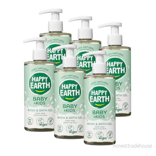 Happy Earth 100% naturlig tvätt och bad för baby barn 300 ml 8719324667678