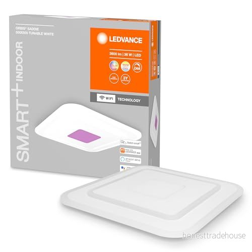 LEDVANCE Armatur: för tak, DECORATIVE CEILING 2 LIGHT WITH WIFI TECHNOLOGY / 32 W, 220…240 V, strålningsvinkel: 110, RGBTW, 2700…6500 K, kroppsmaterial: stål, IP20, Förpackning med 1 4058075573451