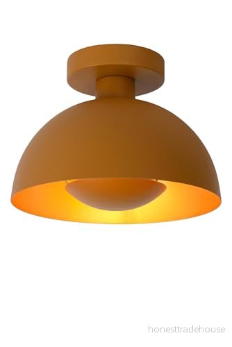 Lucide Taklampa Siemon av stål, Ø 25 cm, ockragul 5411212451736
