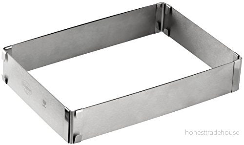 Dr. Oetker 1920 bakram fyrkantig, justerbar bakform för individuella bakupplevelser, flexibel tårtram, form av högkvalitativt rostfritt stål, (färg: silver), kvantitet: 1 styck 4044935019207