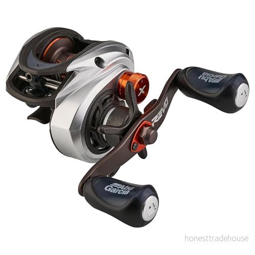 Abu garcia Low Profile Baitcast Reel, Revo X Reels, Predatorfiske, Sötvattensfiske, Abborre, Gädda, Gös, Svart/Silver, Robust Och Lätt, 8+1 Lager, Låg Profil 36282106178