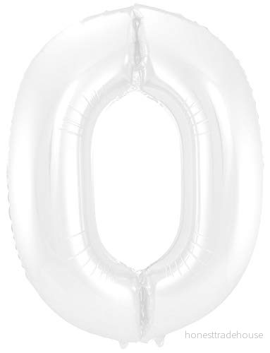 Folat Folieballong Siffror 0 Vit Metallic Matt 86 cm 8714572659901