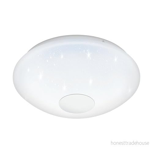 Eglo LED taklampa Voltago 2, 1 glödlampa med kristalleffekt, fjärrkontroll, ljusfärg (varm vit kallvit), dimbar, vardagsrum av metall och plast i vitt, Ø 29,5 cm 9002759959715