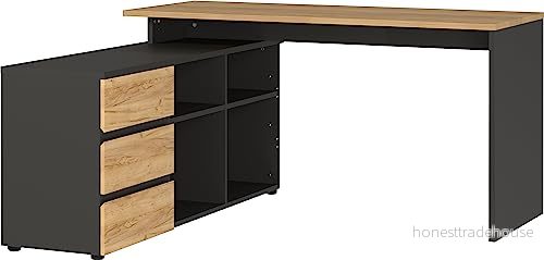 Groddrottning24 vinkelskrivbord med integrerad skänk, 146 x 76 145 cm (B H D) 4005949418707