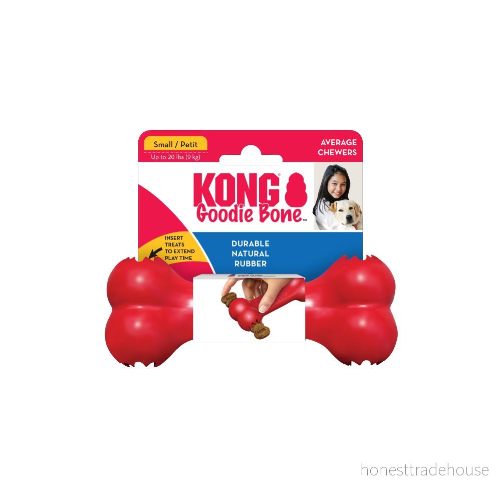 KONG Goodie Bone klassiskt hundben av naturgummi godisdispenser för små hundar röd 35585780108