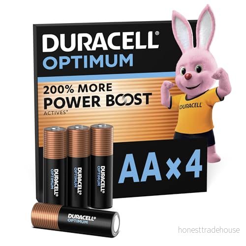 Duracell Optimum AA batterier (4 pack) Alkaliska 1,5 V Upp till 200 % längre brukstid eller extra kraft 100 återvinningsbara, plastfri förpackning LR6 MX1500 5000394137486