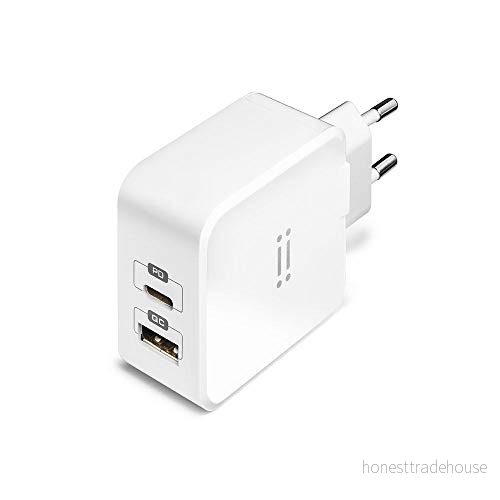 Aiino USB C Strömförsörjning för iPhone 12, 27 W Snabbladdare, 2 Quick Charge 3.0 Portar, Typ PD, Kompatibel Med 12 Mini/11/X/SE, iPad/iPad Pro Vit 8054619888360