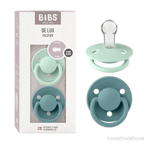 BIBS De Lux Napp 2 pack Silikon One Size Rund, Nordic Mint/Island Sea 5713795221424