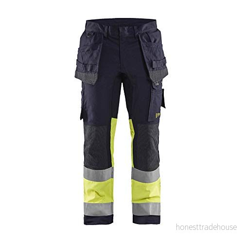 Blaklader 148715128933D96 Multinorm fasta arbetsbyxor med stretch marinblå/gul - D96 7330509662359